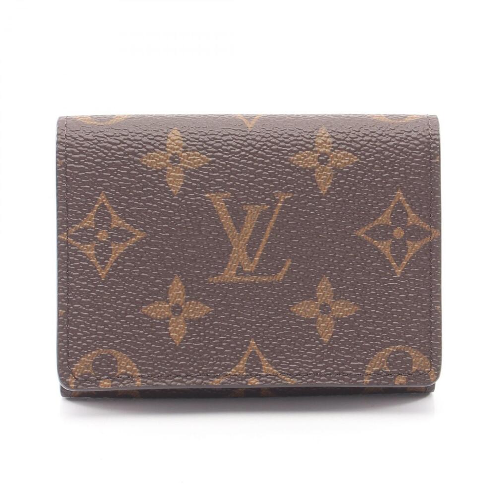 Louis Vuitton Envelope Carte De Visite Card Case Wallet Leather Brown